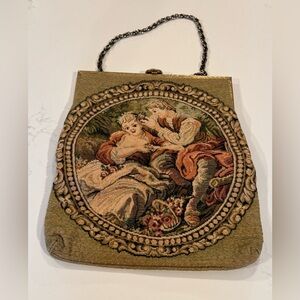 Vintage Delill Gold and Cream Tapestry‎ Handbag